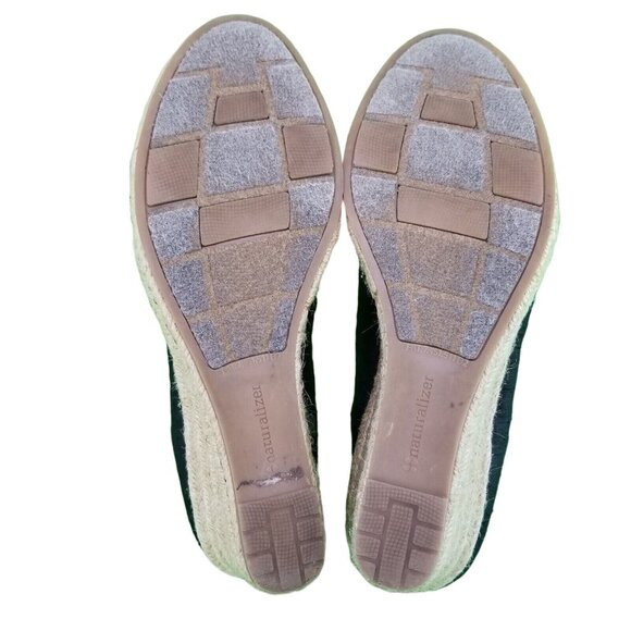 ✅Naturalizer BASHFUL Black Fabric Espadrille Peep Toe Wedge Shoes Women’s Sz 7M - Picture 3 of 16
